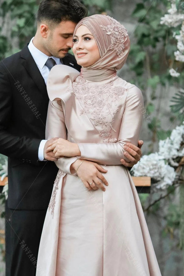 Muslim Wedding Dresses Long Sleeve A Line Brida Gowns  ZW425