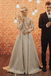 Muslim Wedding Dresses Long Sleeve A Line Brida Gowns  ZW425