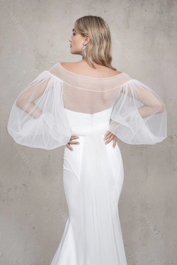 Plisse Tulle Wrap Billowing Sleeve DG021