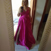 Satin Long Prom Dresses With Pockets