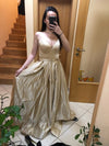 Satin Long Prom Dresses With Pockets