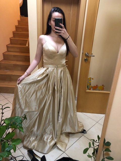 Satin Long Prom Dresses With Pockets