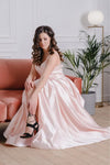 Satin Long Prom Dresses With Pockets