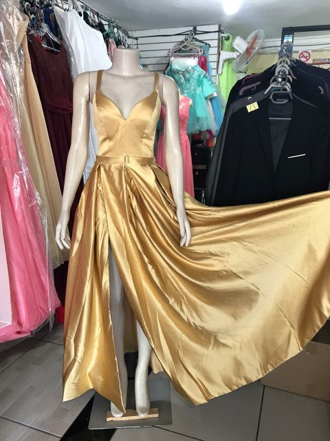 Satin Long Prom Dresses With Pockets