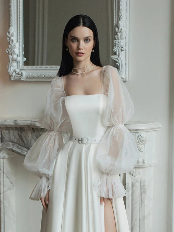 Puff Sleeve Tulle See Through Charming Elegant Long Detachable Wedding Sleeve DG034