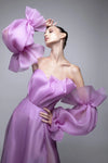 Purple Organza Satin Sleeves Lantern Removeable Sleeves DG047