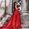 Red Satin Wedding Dresses Jewel Neck Elegant Bridal Gowns DW223