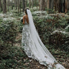 Romantic Rose Lace Wedding Dresses Luxury Bohemian Sweep Train Bridal Dresses V-Neck Summer Vestido De Noivas DW135