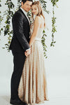 Rose Champagne Sequines Wedding Dresses