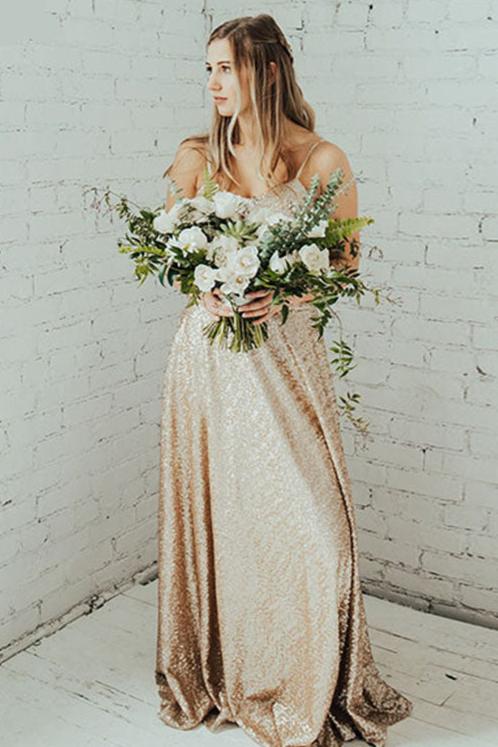 Rose Champagne Sequines Wedding Dresses TANYA BRIDAL Rose Champagne Sequines Wedding Dresses TANYA BRIDAL