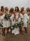 Ruffles Off Shoulder Short Bridesmaid Dresses Knee Length