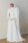 Long Sleeve A Line Wedding Dresses Super Fashion Shoulder Muslim Dress ZW887
