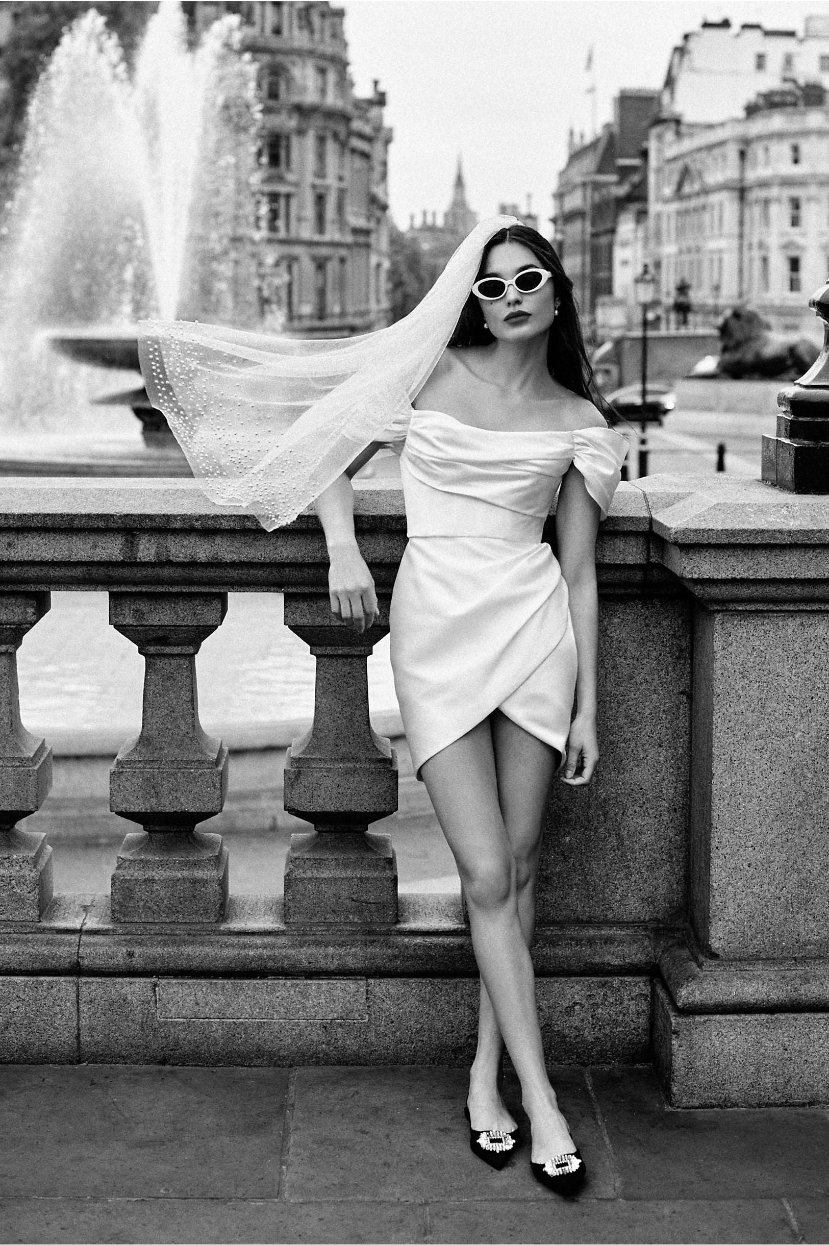 mini wedding dress with detachable train Minimalist Sleeveless Mini Wedding Dress WITH Detachable Train MADE TO MEASURE / Dress WITH Detachable Train