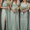 Sage Green Bridesmaid Dresses Chiffon Long Style