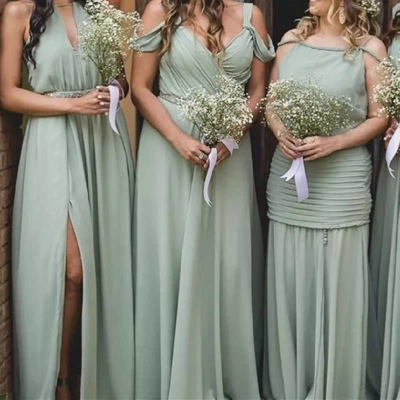 Sage Green Bridesmaid Dresses Chiffon Long Style TANYA BRIDAL Sage Green Bridesmaid Dresses Chiffon Long Style TANYA BRIDAL