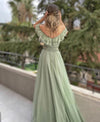Sage Green Evening Dress A-Line Sweetheart Off Shoulder