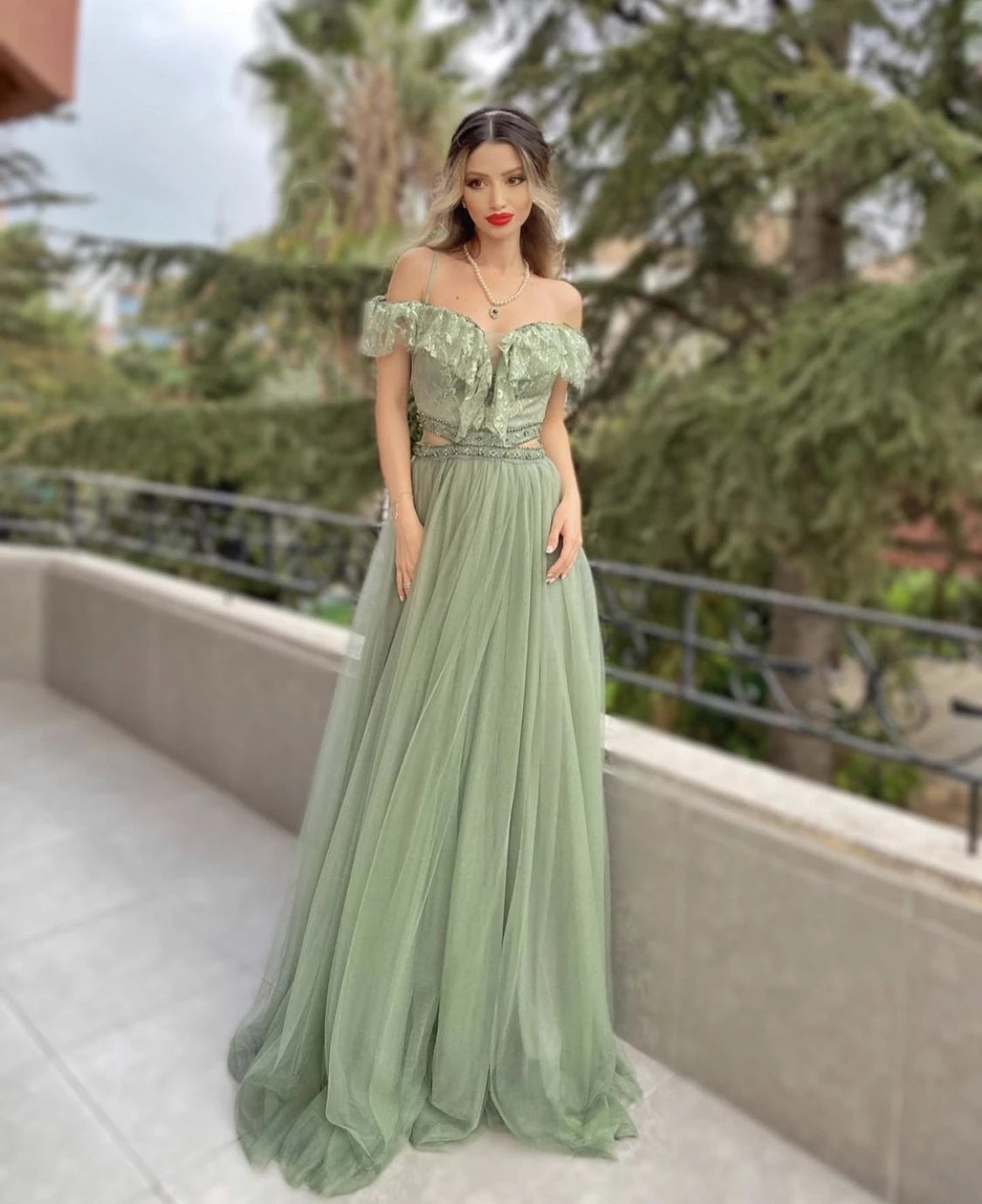 Mint Green Boho Wedding Long Bridesmaid Dress with Sleeves – FloraShe