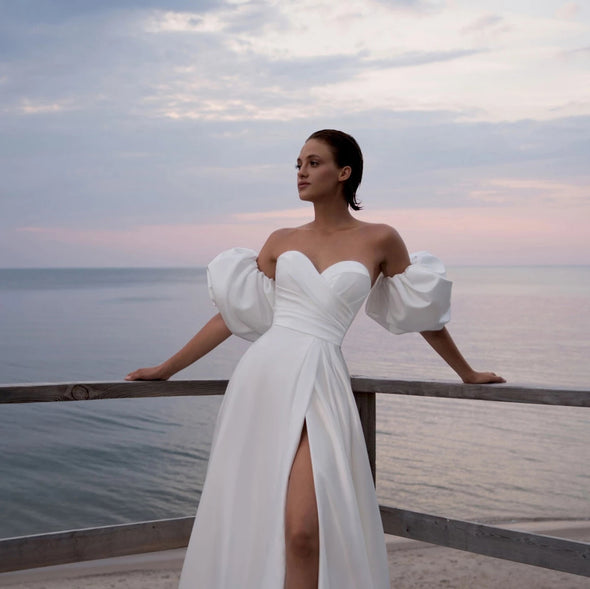 Satin Cloud Removeable Chic Puff Wedding Sleeve DG085