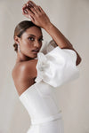 Satin Puff Sleeves Set Cloud Fashion Bridal Short Sleeve DG025