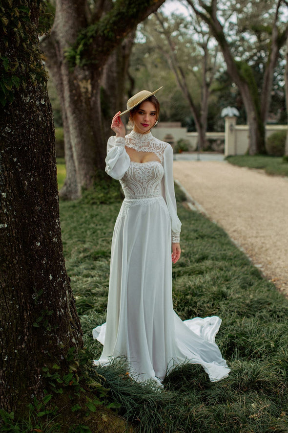 Soft Satin A Line Wedding Dresses With Detachable Cape ZW824
