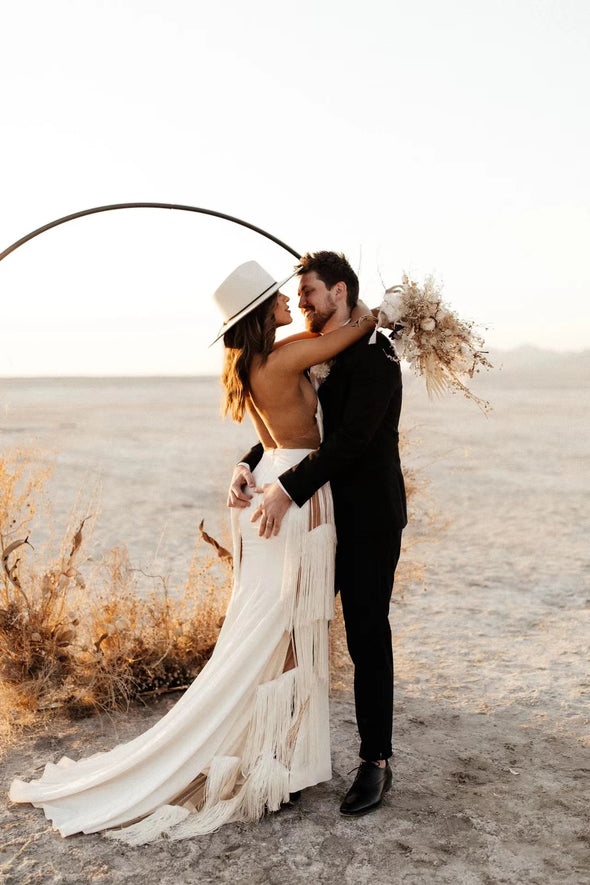 Halter Mermaid Wedding Dresses With Stunning Tassels DW671