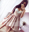 Women Lace Cocktail Dresses High Low Satin Short Homecoming Dress