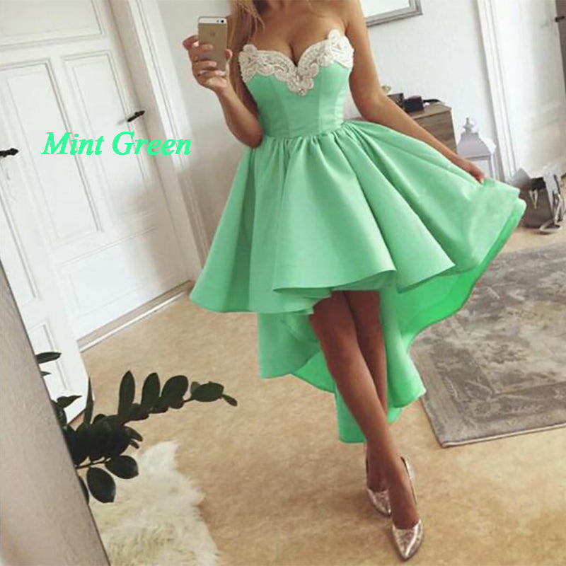 Women Lace Cocktail Dresses High Low Satin Short Homecoming Dress TANYA BRIDAL Women Lace Cocktail Dresses High Low Satin Short Homecoming Dress TANYA BRIDAL