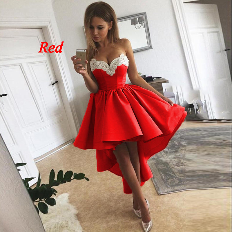 Women Lace Cocktail Dresses High Low Satin Short Homecoming Dress – TANYA  BRIDAL