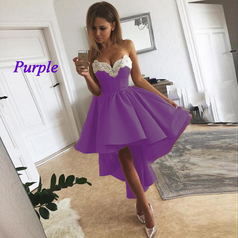 Women Lace Cocktail Dresses High Low Satin Short Homecoming Dress TANYA BRIDAL Women Lace Cocktail Dresses High Low Satin Short Homecoming Dress TANYA BRIDAL