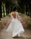 Sexy Backlss Chiffon Wedding Dresses INS A Line Floor Length Lace Appliques Bridal Gowns Summer Fall Noivas DW345