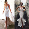 Deep V Backless Mermaid Wedding Dress Chic Lace