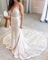 Deep V Backless Mermaid Wedding Dress Chic Lace