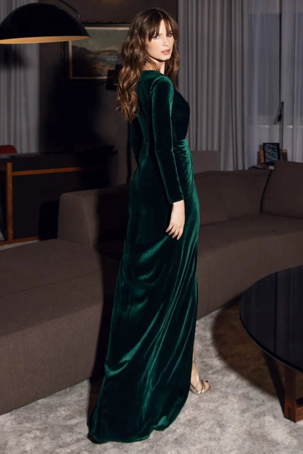 Sexy Green Velour Mermaid Evening Dress