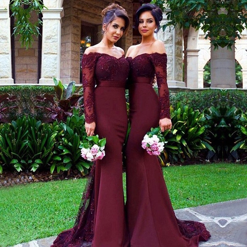 Sexy Lace Burgundy Bridesmaid Dresses Mermaid TANYA BRIDAL Sexy Lace Burgundy Bridesmaid Dresses Mermaid TANYA BRIDAL