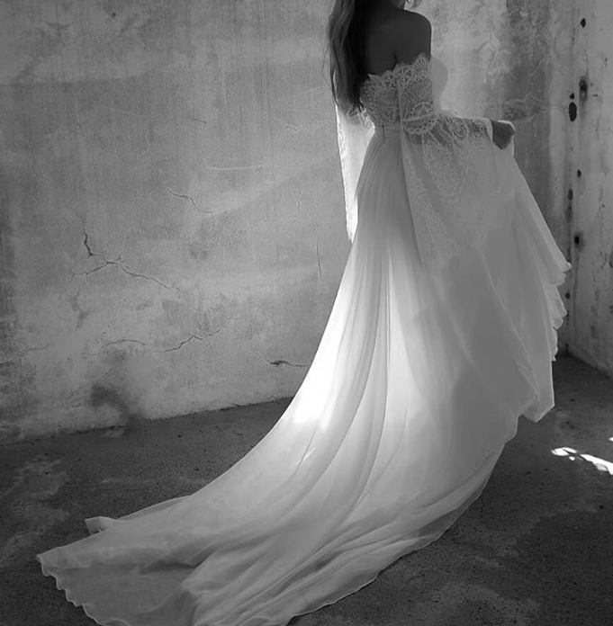 Off the Shoulder Lace Beach Flared Sleeves Boho Wedding Dress TANYA BRIDAL Off the Shoulder Lace Beach Flared Sleeves Boho Wedding Dress TANYA BRIDAL
