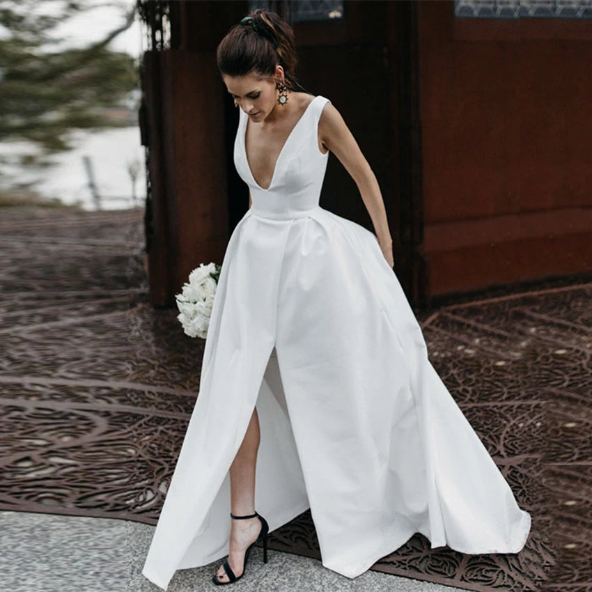 satin wedding dresses 2020 Satin Wedding Dress Sentea with Front Slit Olivia Bottega