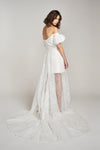 Short Puff Sleeve A Line Lace Wedding Dresses Chic ZW849