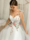 Sheer Neck A Line Colorfull Lace Wedding Dresses Chic ZW775