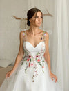 Sheer Neck A Line Colorfull Lace Wedding Dresses Chic ZW775