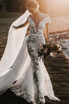 Champagne lining Mermaid Bridal Gowns with Dechable Skirt DW192