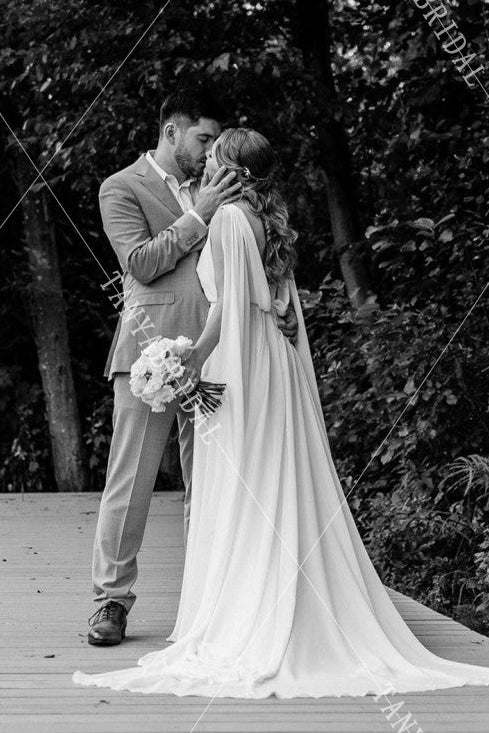 Sheer chiffon wedding dress ,A Line simple beach bridal gowns DW295 TANYA BRIDAL Sheer chiffon wedding dress ,A Line simple beach bridal gowns DW295 TANYA BRIDAL