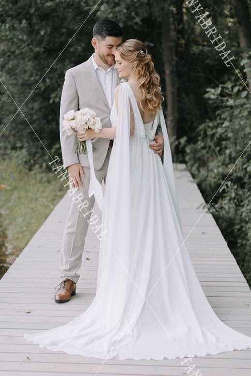 Sheer chiffon wedding dress ,A Line simple beach bridal gowns DW295 TANYA BRIDAL Sheer chiffon wedding dress ,A Line simple beach bridal gowns DW295 TANYA BRIDAL