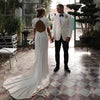 Puff Sleeve Backless Mermaid Bridal Gowns Engagement Chic ZW474