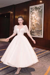 Short Puff Sleeve Wedding Dresses Tea Length DW551