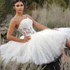 Short Wedding Dress with Long Pearls Cape  TBW81