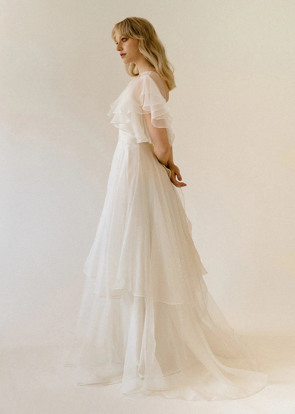 blue dress for baby girl Rose Gold Beach Wedding Dress with Tulle Skirt | Boho Wedding Dress main image 0