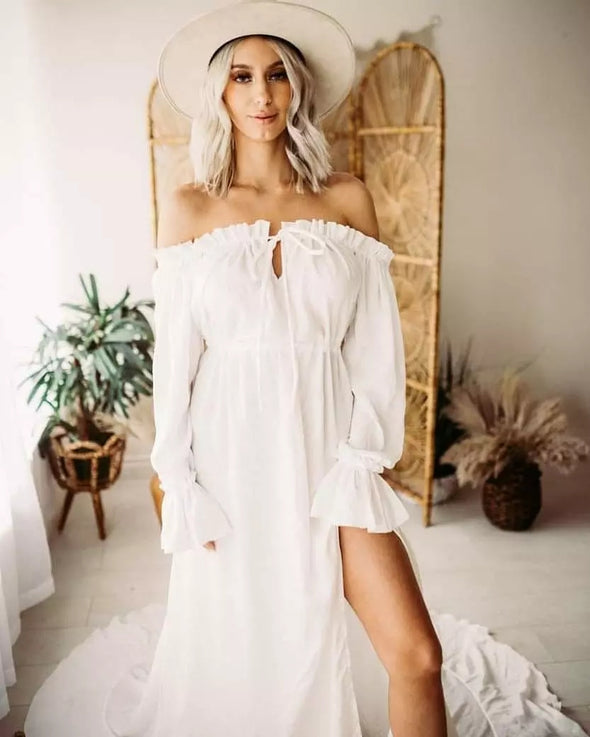 Simple Boho Wedding Dresses Flutter Bridal Gowns