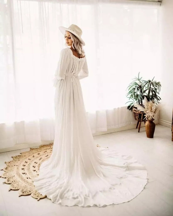 Simple Boho Wedding Dresses Flutter Bridal Gowns