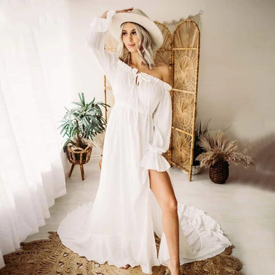 Simple Boho Wedding Dresses Flutter Bridal Gowns