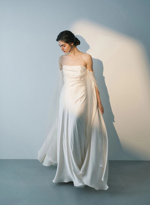 Simple Wedding Dresses With Removeable Long Sleeves